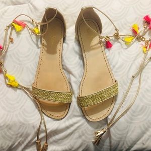 Lilly Pulitzer Willa Gold Wrap Sandal Size 8.5
